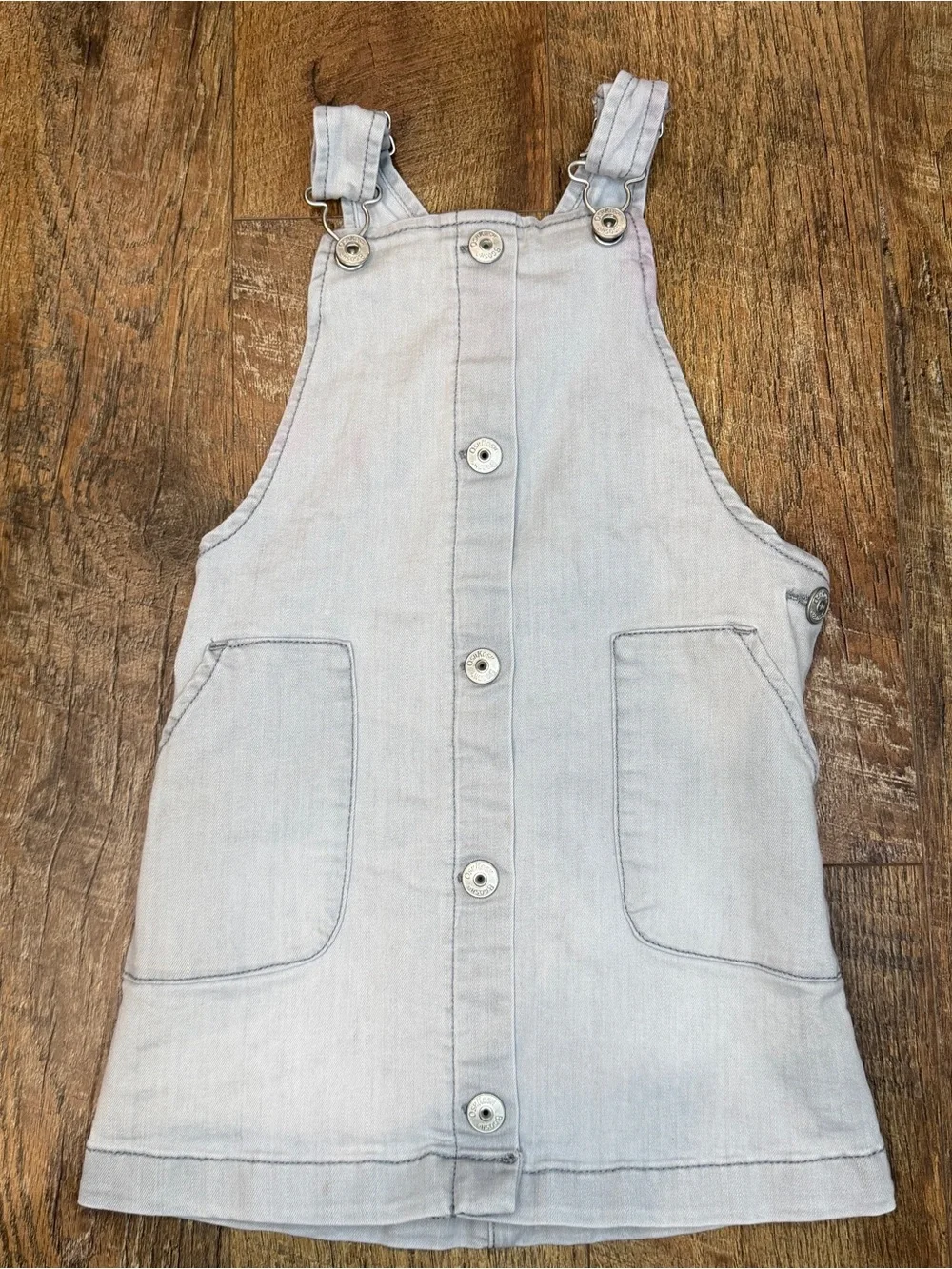 OshKosh B’Gosh Toddler Girl Adjustable Straps Button Down Jean Jumper Gray Demin